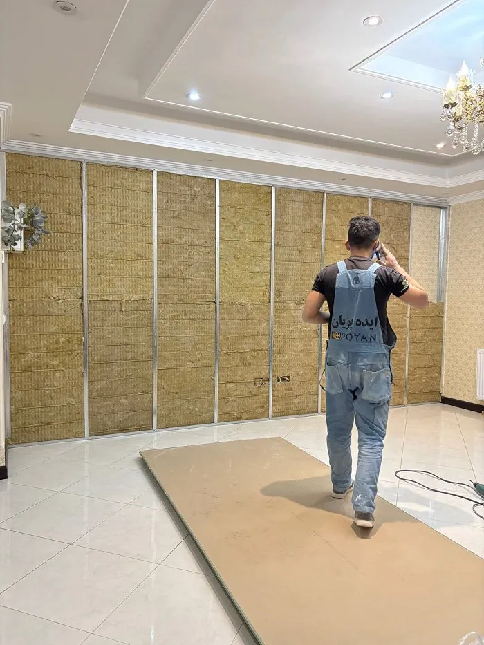 عکس عایق صوتی دیوار مشترک خانه به صورت روکار