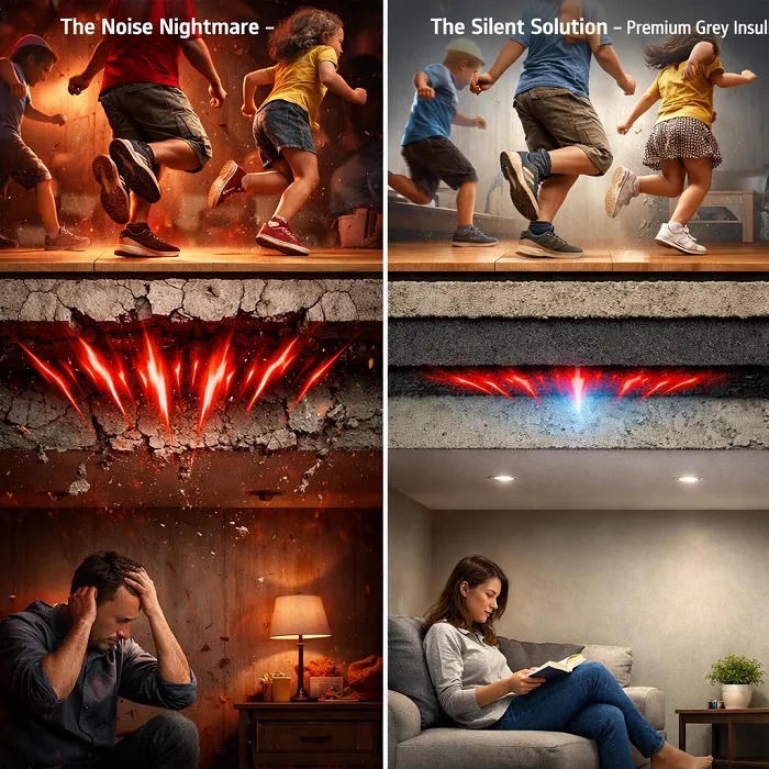 مقایسه تاثیر عایق صوتی روکار کف آپارتمان زیر لمینت و فرش در حذف صدای دویدن کودکان